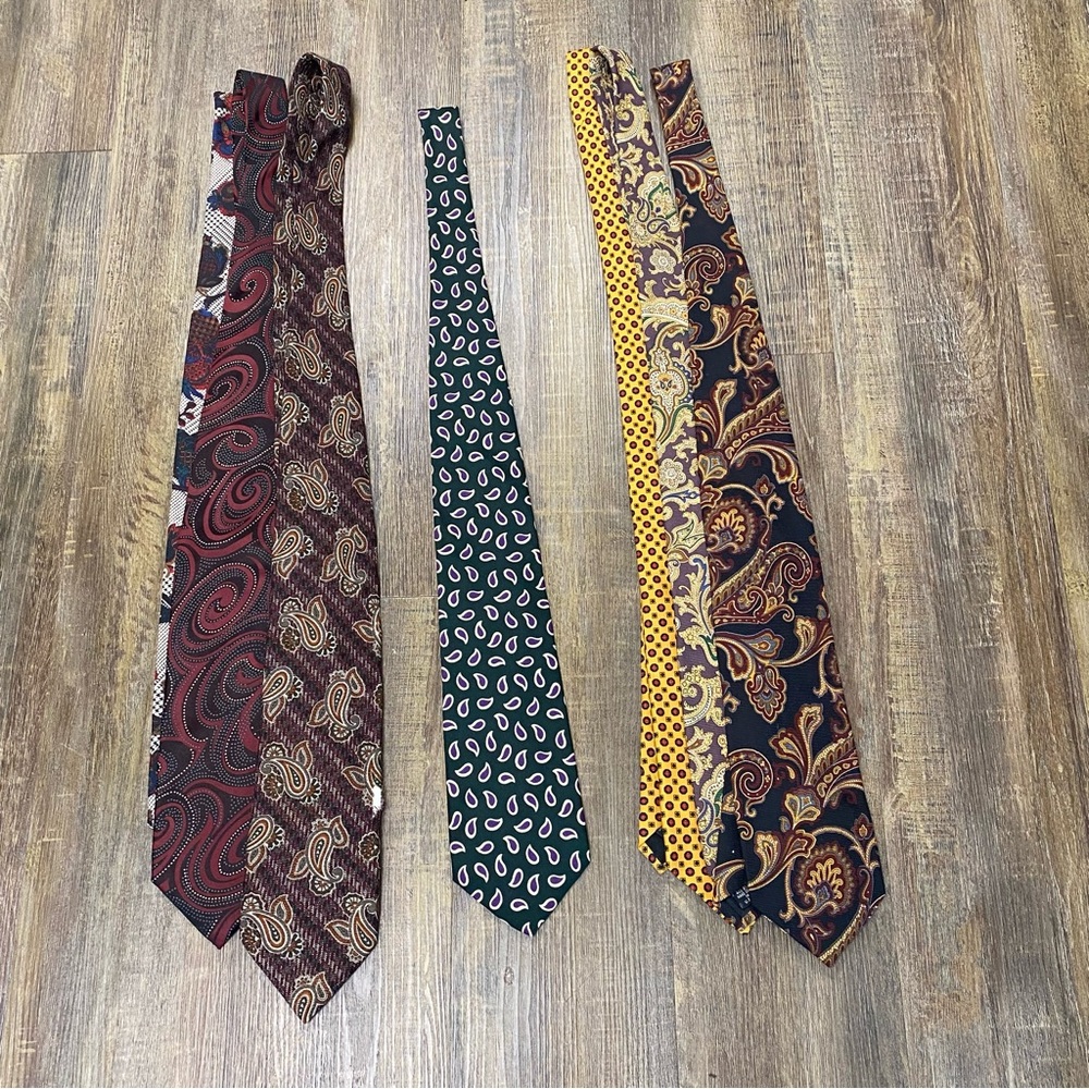 Elegant Paisley and Geometric Men's Tie Set Jos A. Bank Lot of 7 Silk 1‎ Wool